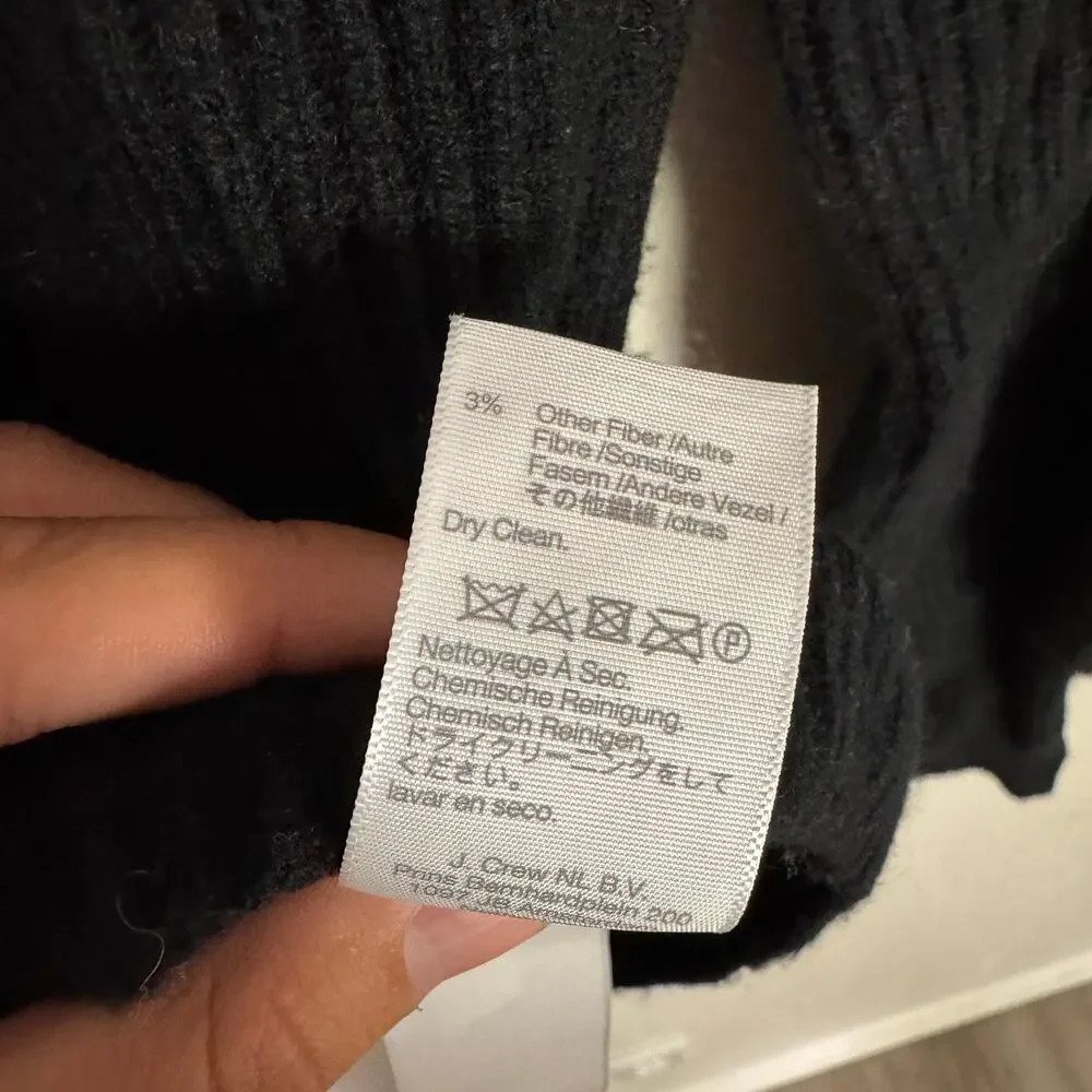 Madewell Soft Wool-Blend Square-Neck Pullover Sweater 2XS Black Blouson Sleeve